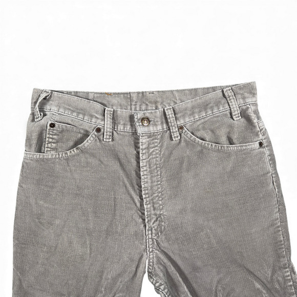 Vintage Levis Pants Mens 33x34 Gray Corduroy 517 Bootcut Western USA Made 80s - Picture 3 of 9